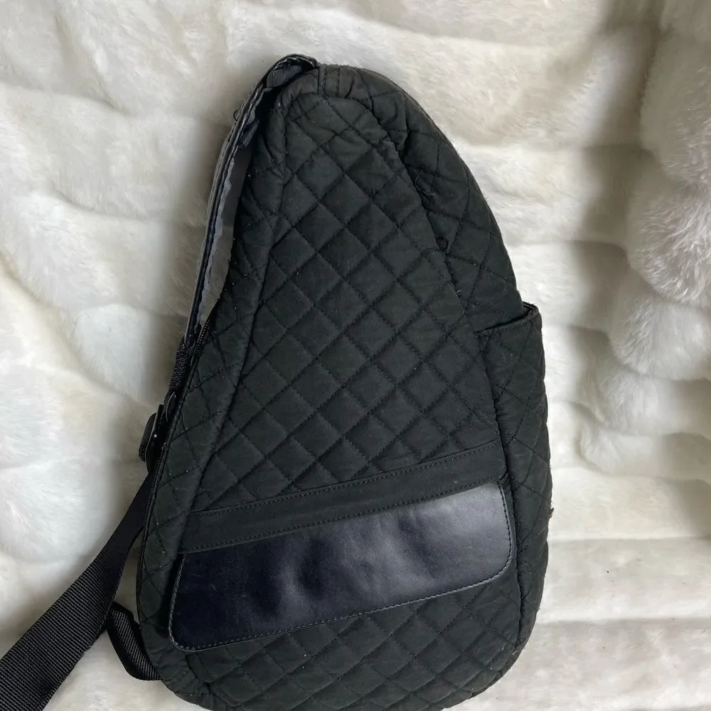 Black LL Bean AmeriBag Healthy. Back sling back black quilted